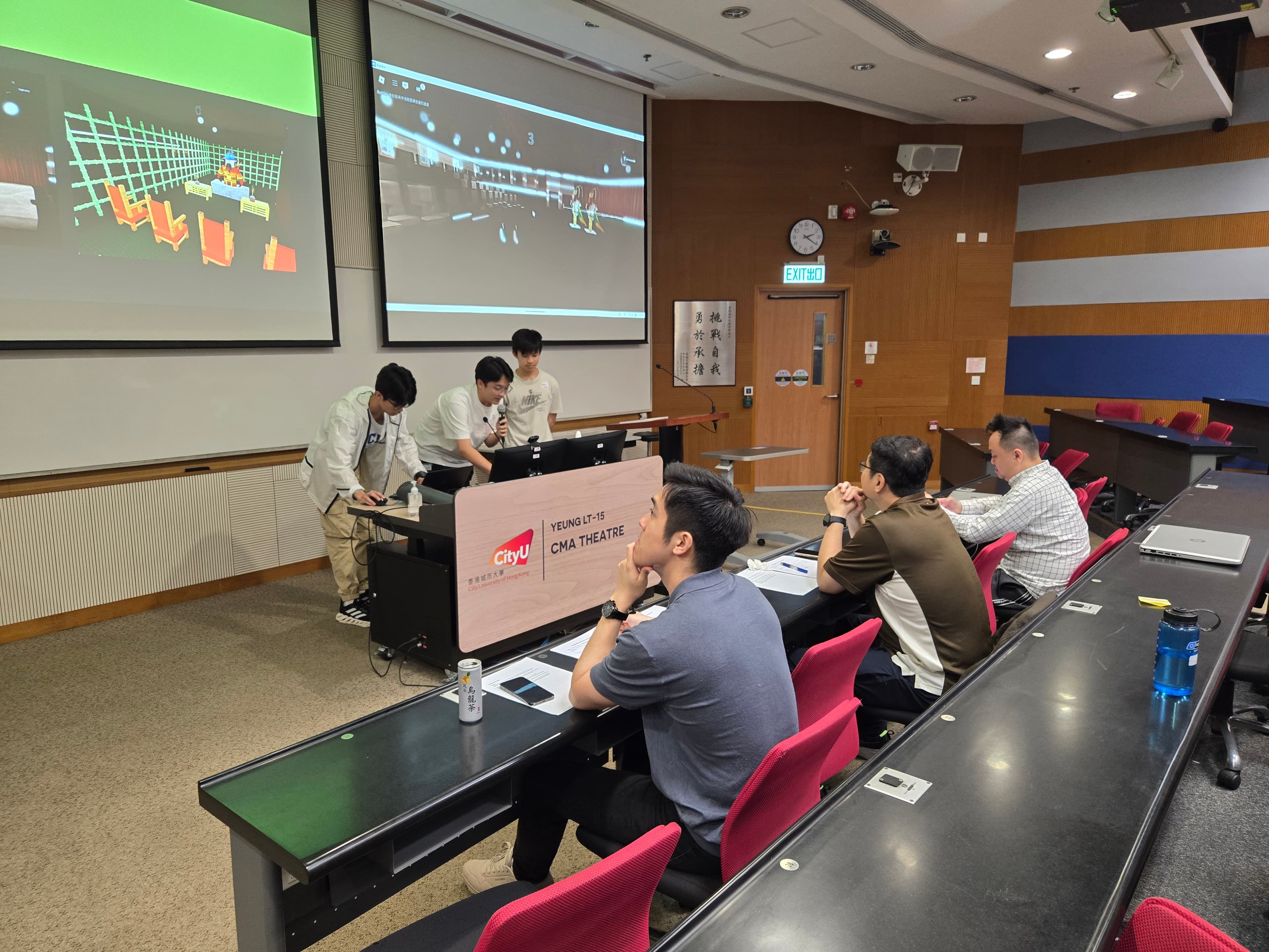 Hackathon participants presenting